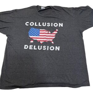 Port & Company Graphic Tee Collusion Delusion USA Flag Political Men's Size 3XL